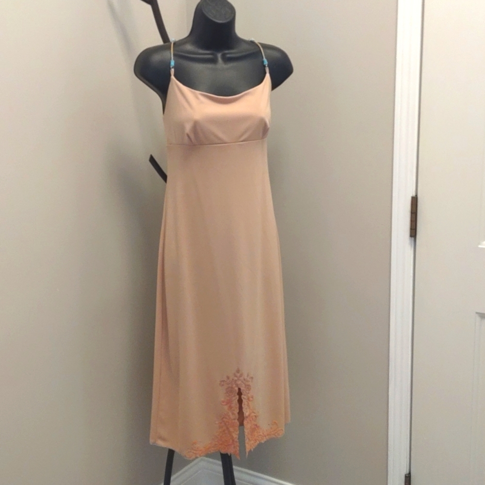 Rag Turquoise beaded slip dress